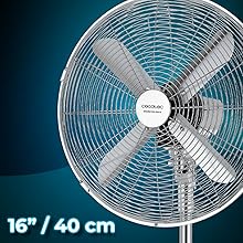 ventilador de pie vertical suelo madera 50 W 16 pulgadas 3 velocidades oscilación silencioso 4 aspas