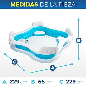 piscina hinchable, desmontable, Intex, piscina para jardín, piscina y asientos , piscina y respaldo