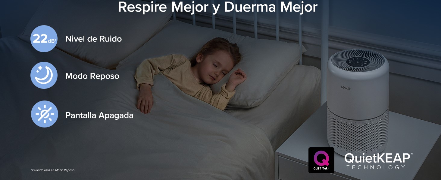 22dB nivel de ruido; modo reposo; pantalla apagada