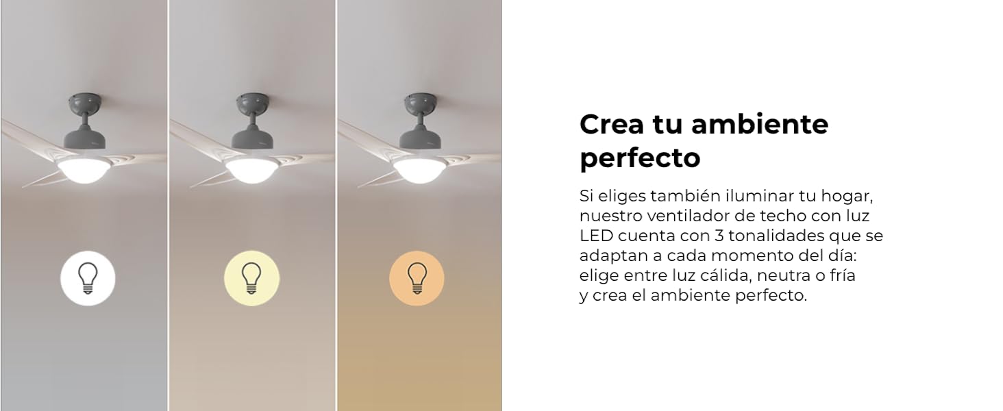 ventilador de techo con luz led ventiladores lampara aspas silencioso dormitorio Cecotec ceiling fan
