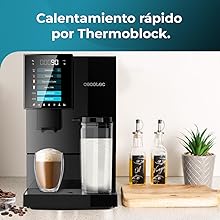 Cafetera superautomática compacta con 19 bares, tanque de leche y sistema Thermoblock.
