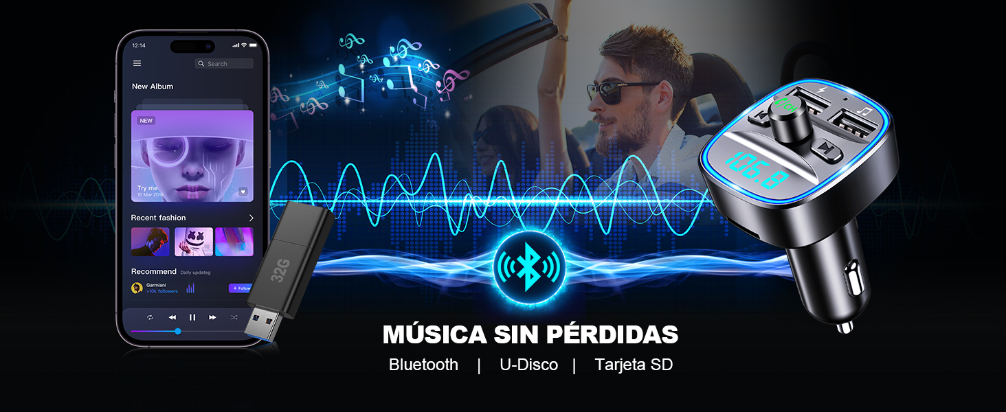 Transmisor FM Bluetooth Coche 02