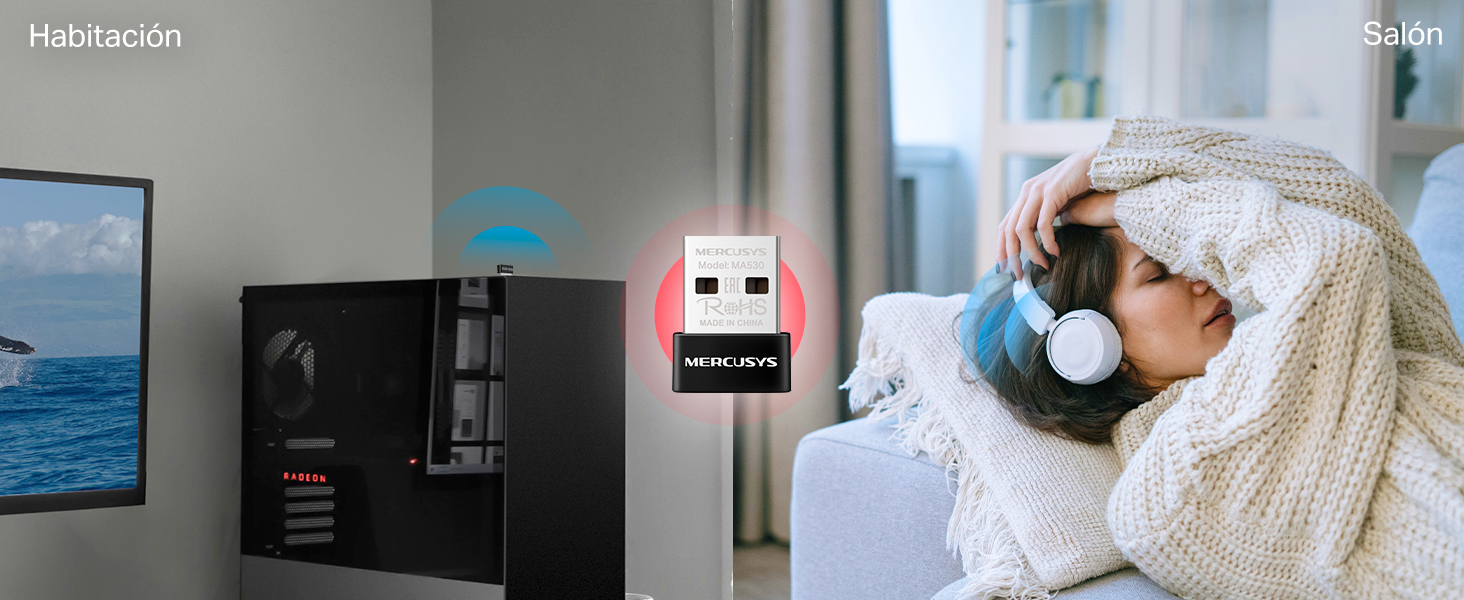 Mercusys MA530 - Adaptador Nano USB Bluetooth 5.3 Compatible con Windows 11/10/8.1/7