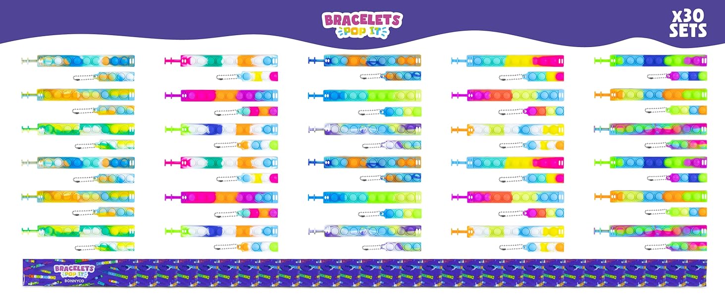 15 pulseras ajustables pop it para regalitos cumpleaños invitados niños
