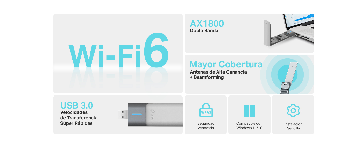 Archer TX20UH - Adaptador Wi-Fi 6 AX1800 USB de Alta Ganancia