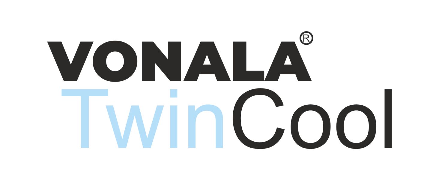 Logotipo de la marca con el texto «VONALA TwinCool», con el nombre de la marca en negro y «TwinCool» en letras azul claro.