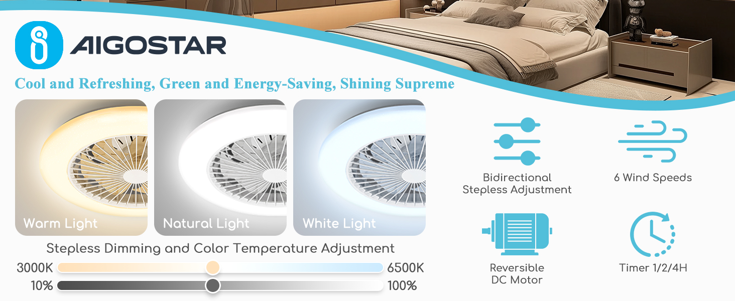 Ventilador de Techo con Luz