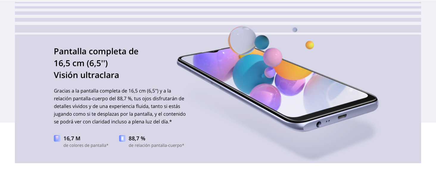 Pantalla completa de 16,5 cm (6,5'')