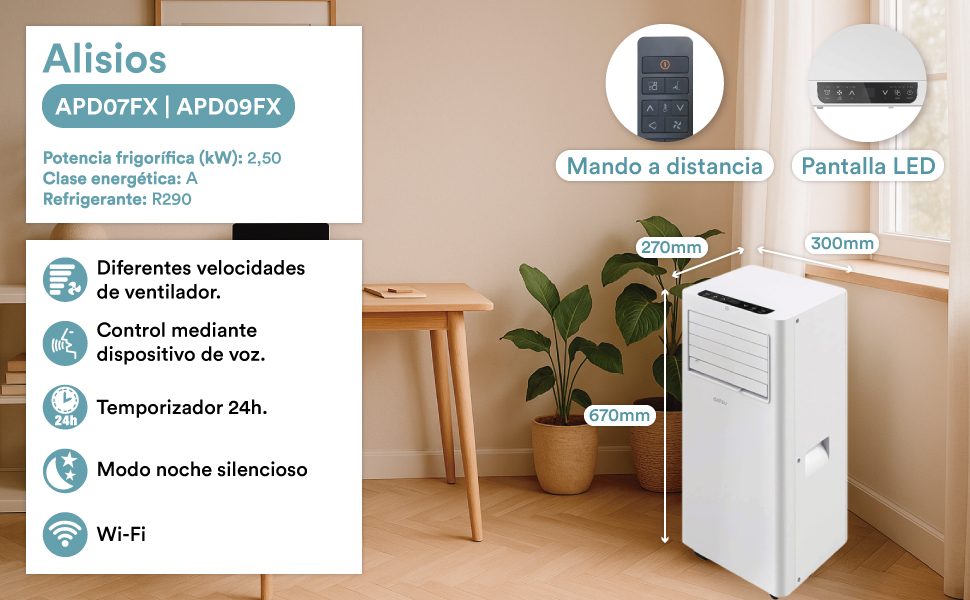 Daitsu Alisios Premium Aire Acondicionado Portátil Deshumidificador y Ventilador