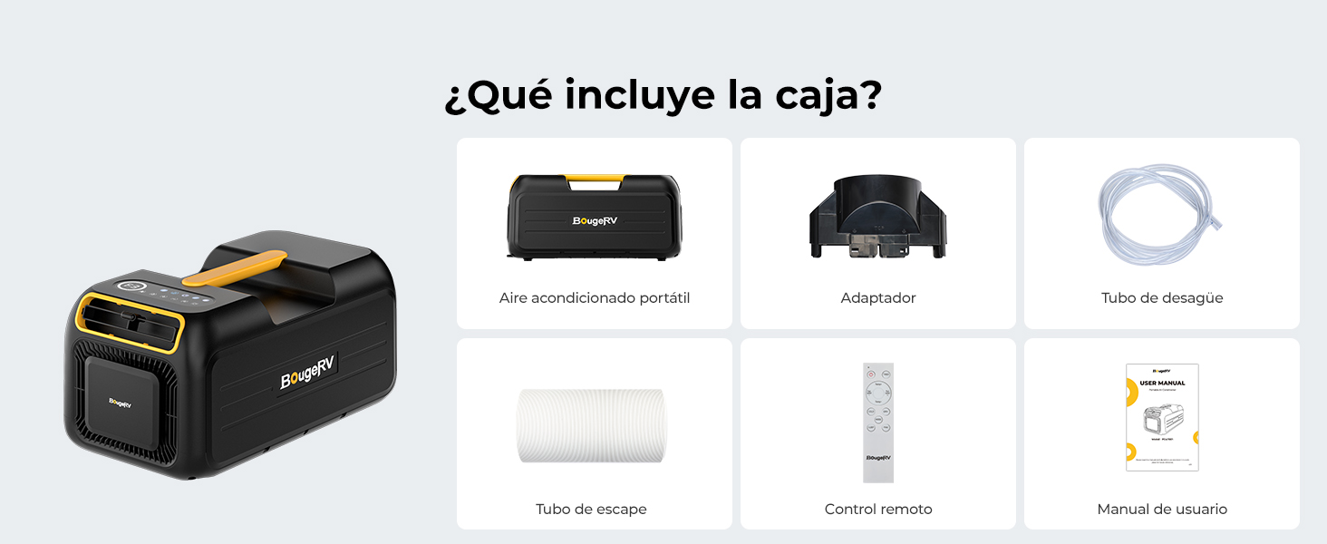 El diagrama del contenido de la caja muestra el producto «Curly Difusor» con los componentes etiquetados que incluyen un manual y una funda de almacenamiento.