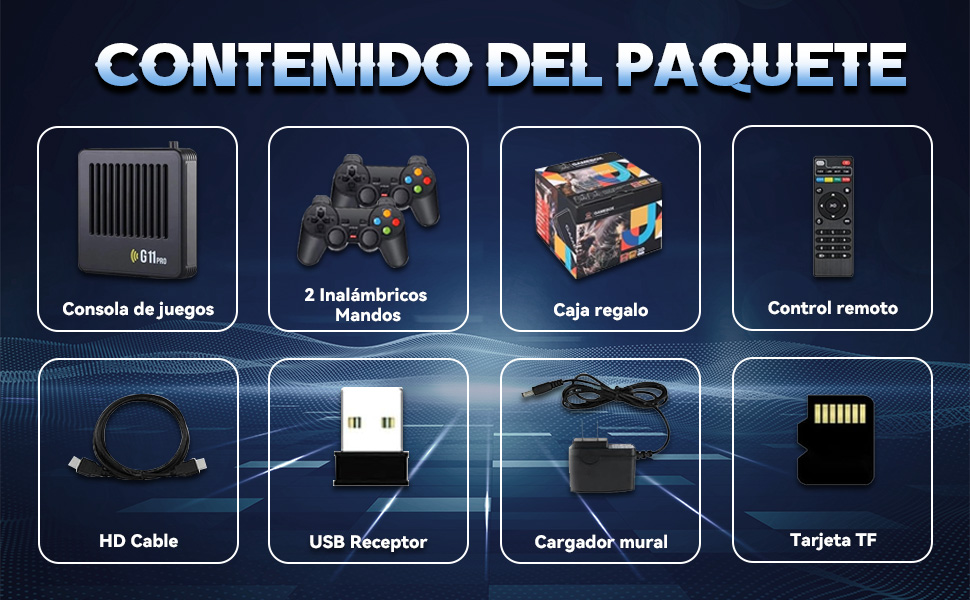 Caja de regalo,mando a distancia,USB,Tarjeta TF,Cargador de pared,CABLE HD