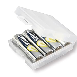 Caja de 4 pilas para 4 baterías, recipiente para guardar pilas pequeño compacto AAA AA