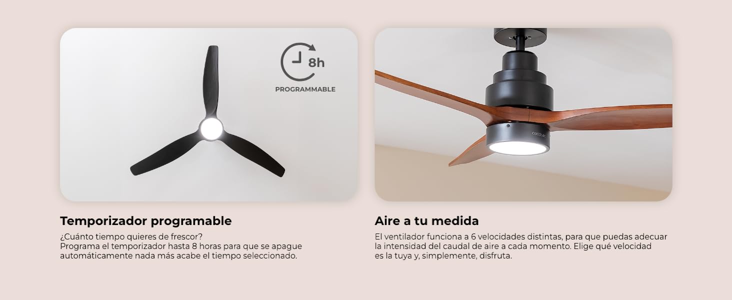 ventilador de techo con luz led ventiladores lampara aspas silencioso dormitorio Cecotec ceiling fan