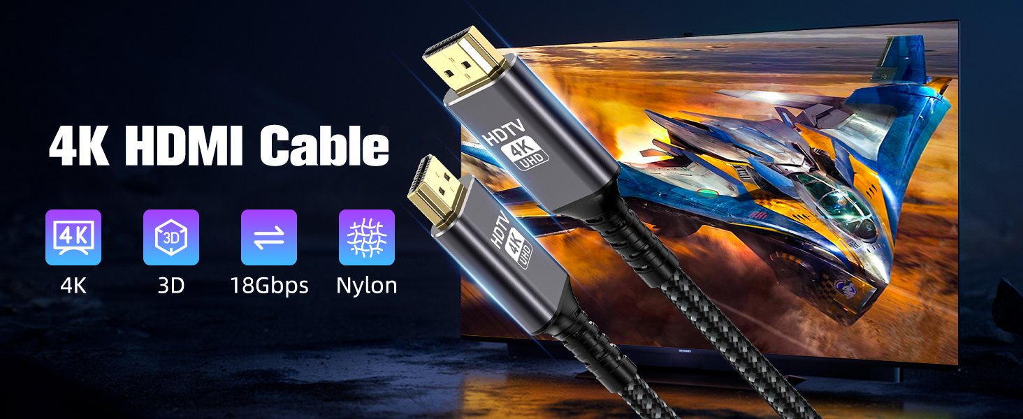 Gulemfy Cable HDMI 4K 5m, Cable HDMI 2.0 Alta Velocidad 18Gbps Nylon Trenzado 4K@60Hz,