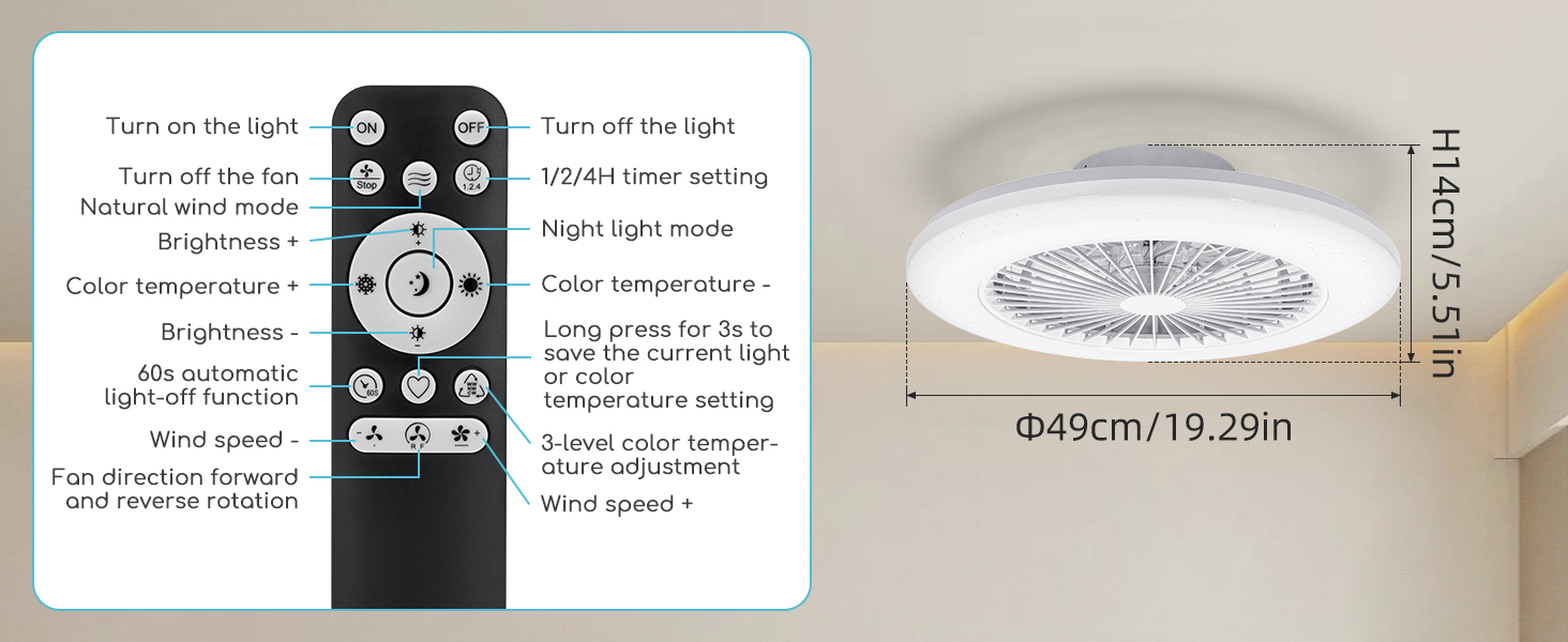 Ventilador de Techo con Luz