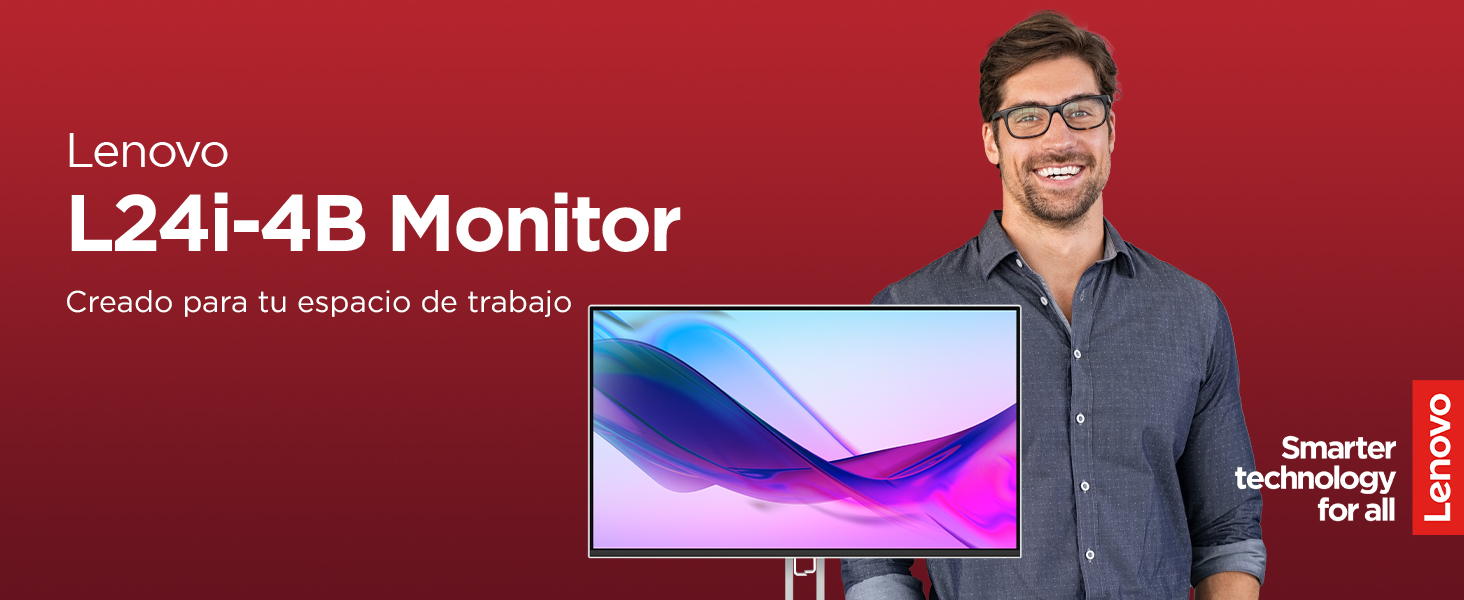Lenovo L24i-4B Monitor Imagen frontal monitor y usuario