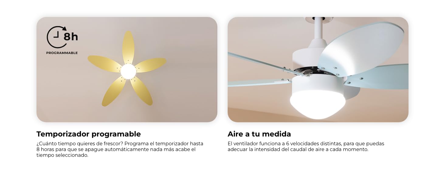 ventilador de techo con luz led ventiladores lampara aspas silencioso dormitorio Cecotec ceiling fan
