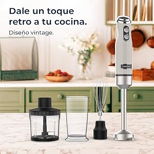 Cecotec Batidora de Mano Power RetroRed 1200MAX Cream&Crush. Potencia Máxima 1200 W