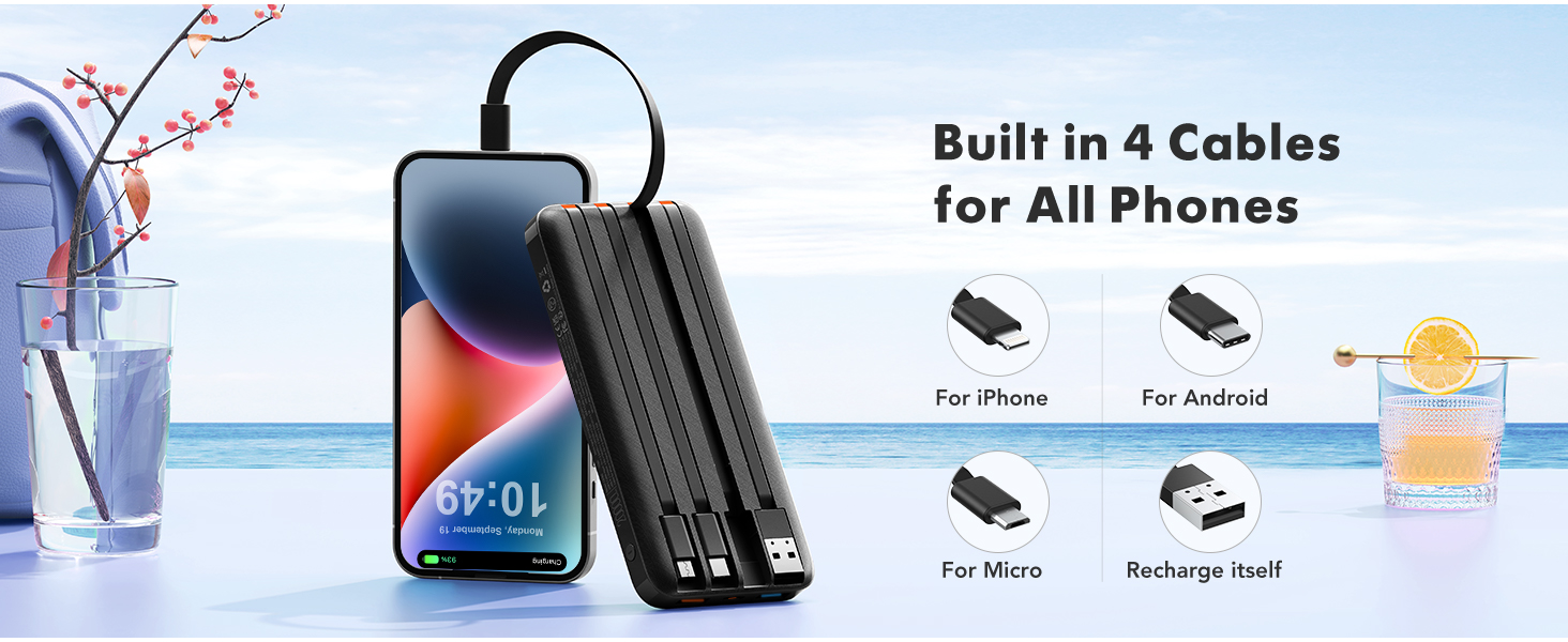 power bank 20000mAh With Cable