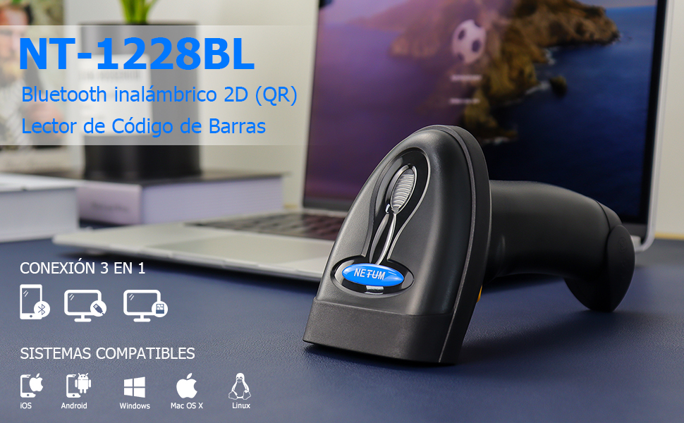 NT-1228BL Bluetooth inalámbrico 2D (QR) Lector de Código de Barras
