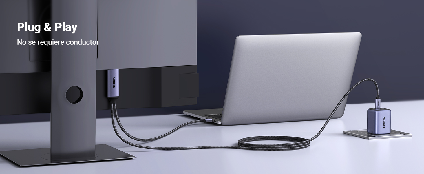 商品图片 UGREEN Convertidor de Vídeo USB C a HDMI 2.0 4K@60Hz UHD Cable de Alimentación USB A