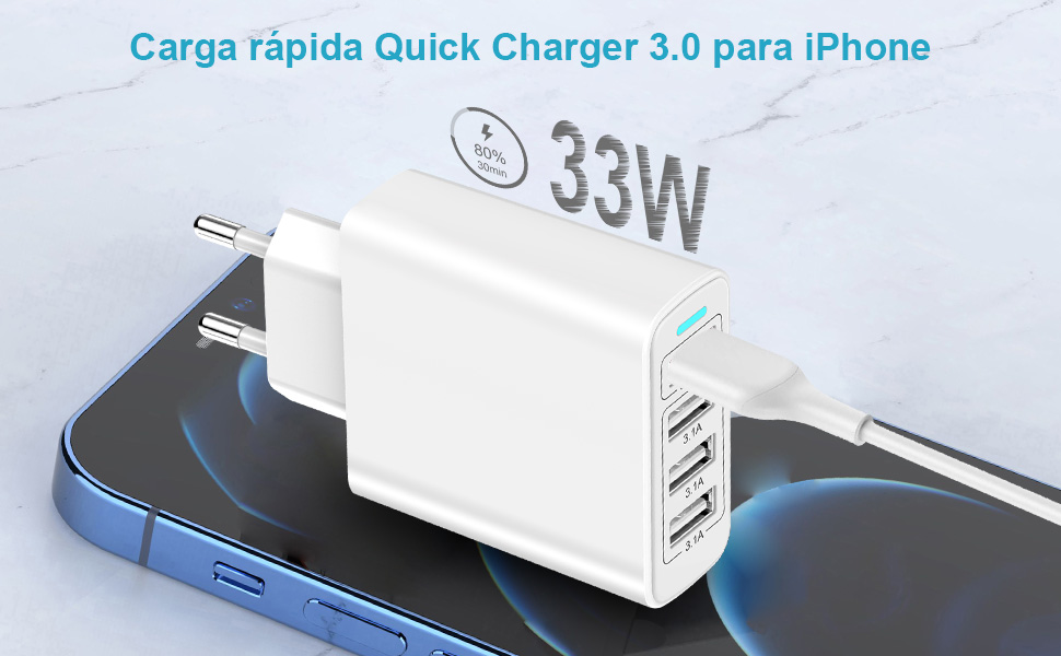 Carga Rapida quick charger 3.0 para iPhone