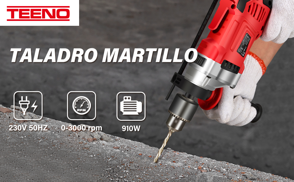 Taladro Percutor Eléctrico TEENO 910W