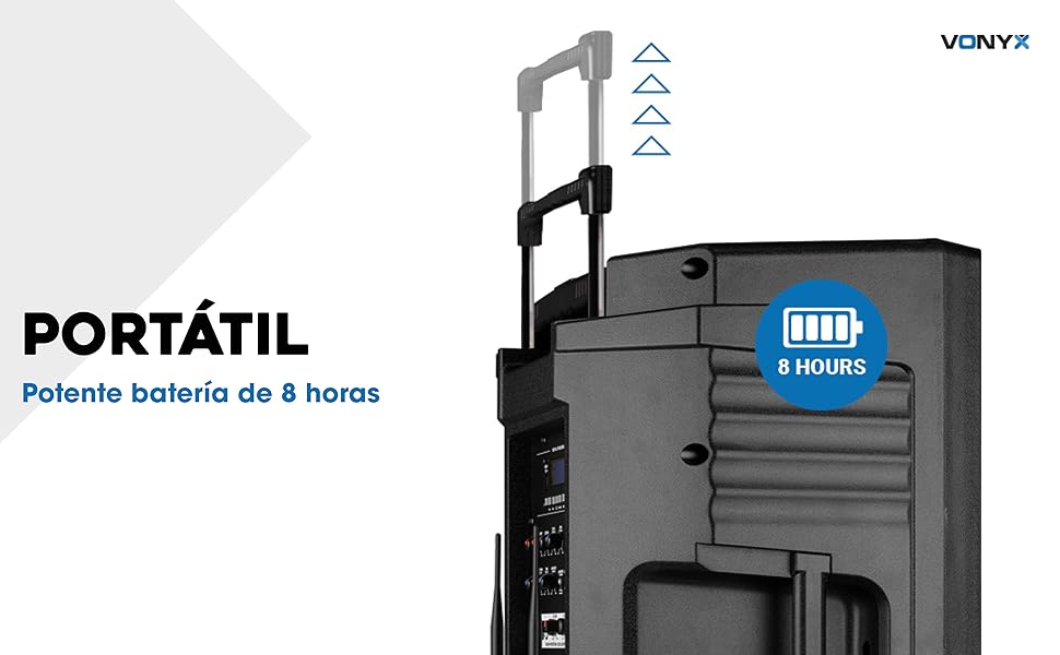 Altavoz bluetooth con batería, portatil con ruedas trolley