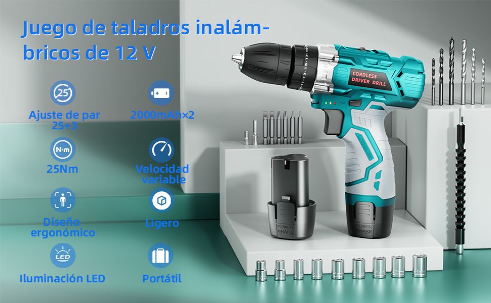 Juego de taladros inalámbricos de 12 V 1
