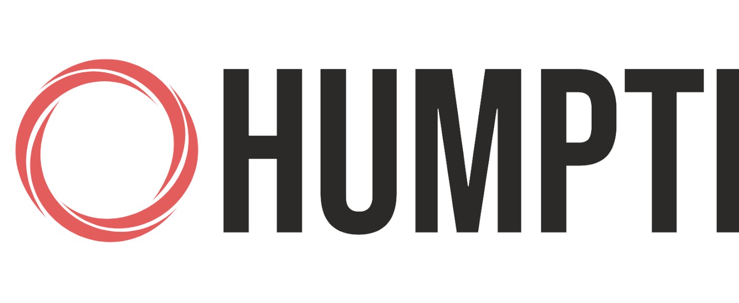 El texto dice «HUMPTI» con un logotipo circular rojo a la izquierda del texto.
