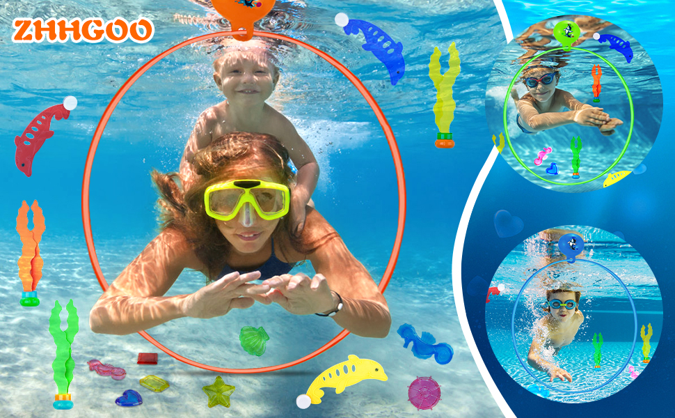 ZHHGOO 27 Piezas Juguetes de Buceo,Juegos Piscina para Niños