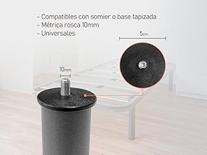 pata roscada, patas roscadas, patas metálicas, patas para somier, patas para base tapizada,