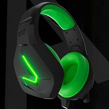 Auriculares de juego negros y verdes para Xbox serie uno X S con luces LED micrófono silencio audio estéreo