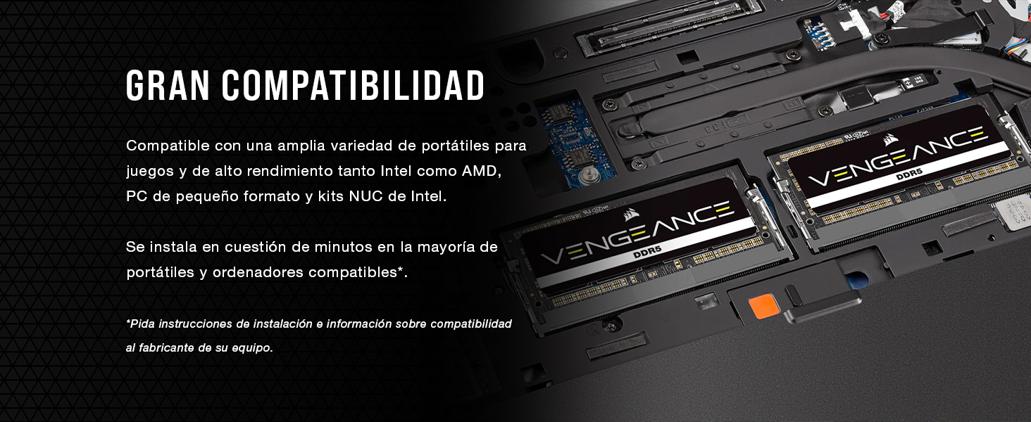 memoria para portátiles, PCs de formato pequeño, Intel NUC, sodimm ddr5