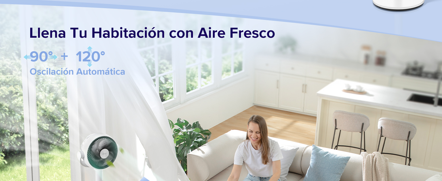 oscilacion automatica 90+120; llena tu habitacion con aire fresco