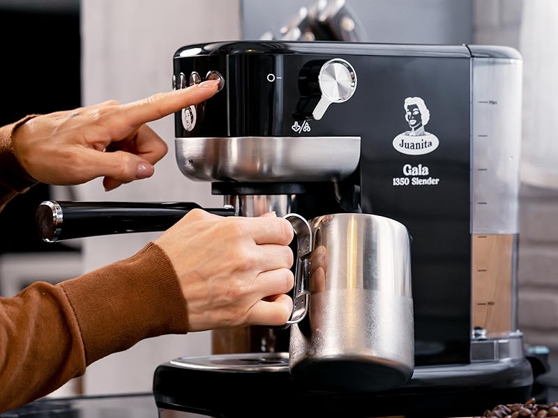 Panel táctil cafetera espresso con ruleta de control de vapor ajustable