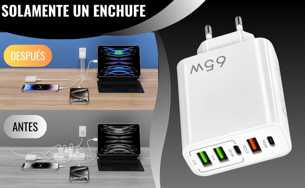 enchufe usb c carga rapida compatible con iphone 16 15 14 pro max, samsung galaxy, huawei, xiaomi