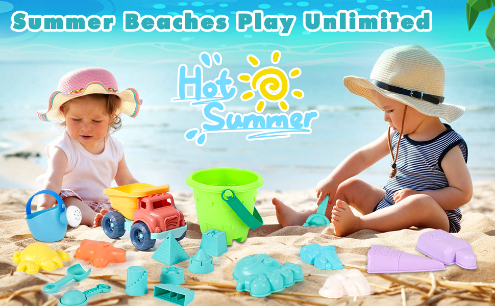 26 Piezas Juguetes de Playa, Juegos con Cubo, Palas, Rastrillo y Bolsa de Malla