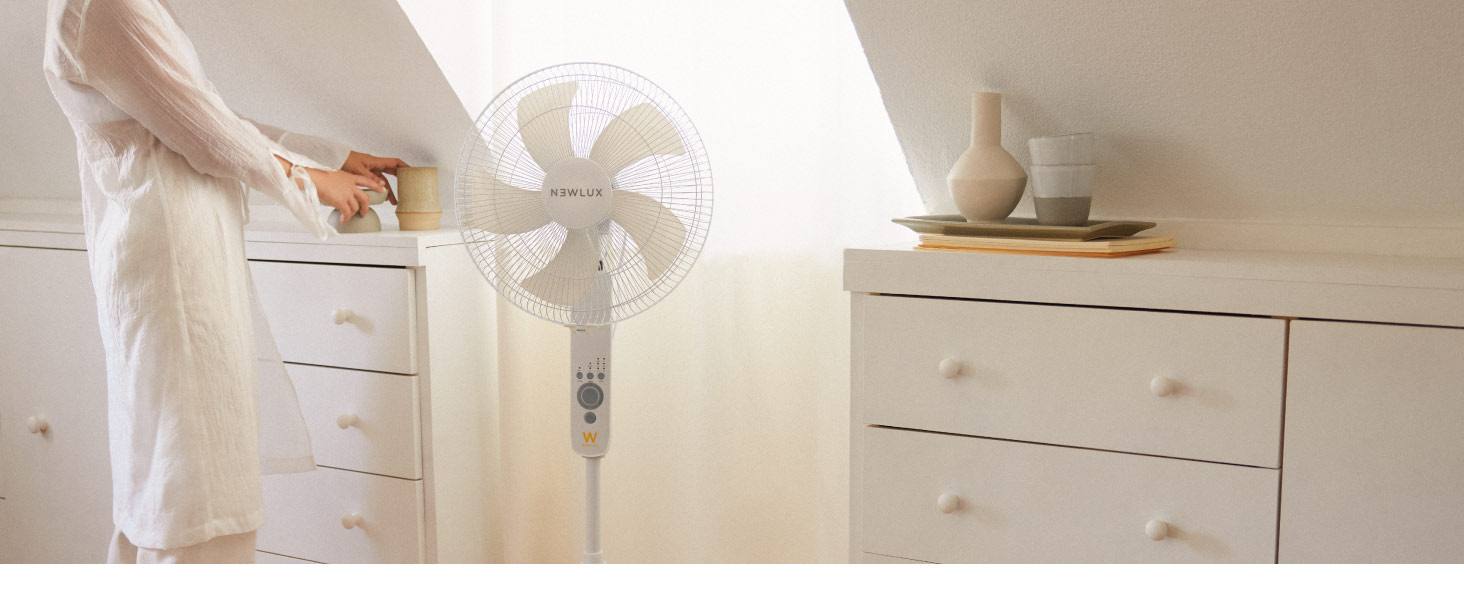 Ventilador de Pie con Mando a Distancia 5 Aspas, 3 Vel. y 3 Modos. Oscilante con Altura Regulable