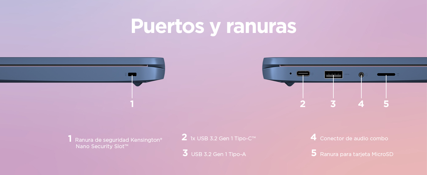 Lenovo IdeaPad Slim 3 Chromebook Gen 8 Imagen Puertos y ranuras