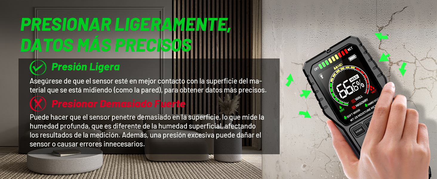 Medidor de Humedad no Destructivo para Pared, Madera y Material de Construcción