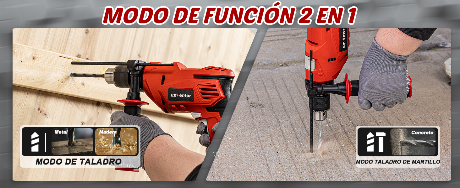 ENVENTOR Taladro Percutor con Cable 900W