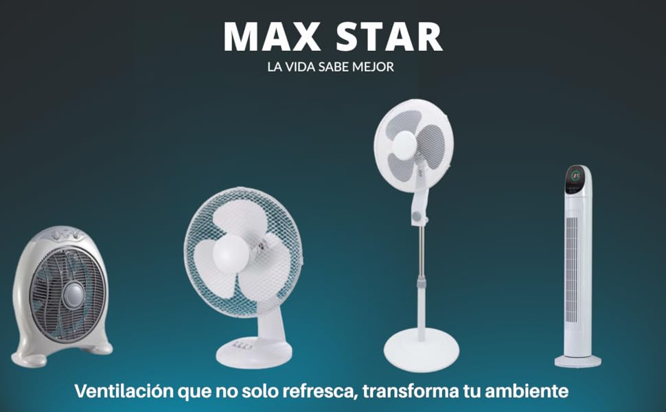 Max Star - Ventilador de Torre Silencioso 86 cm con Pantalla LED, Temporizador Digital