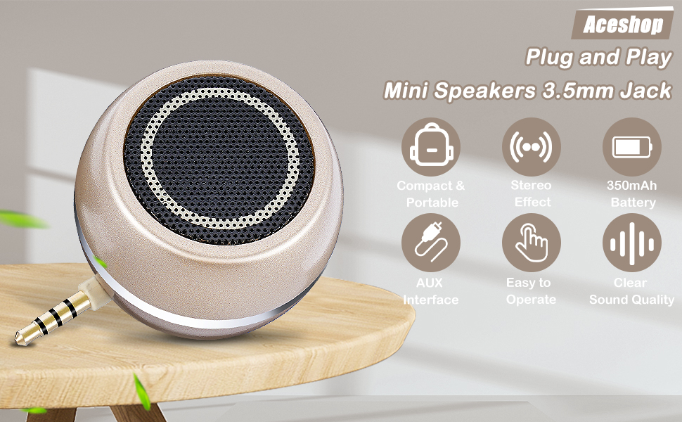 Mini Altavoz Portátil de Viaje de 3,5 Mm Altavoz portátil Altavoces Recargables para Teléfono