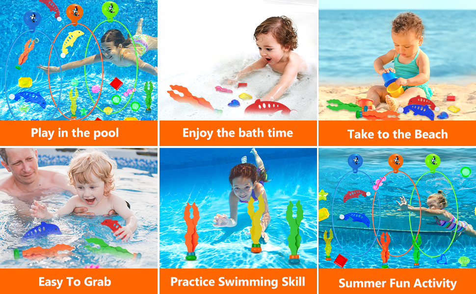 ZHHGOO 27 Piezas Juguetes de Buceo,Juegos Piscina para Niños