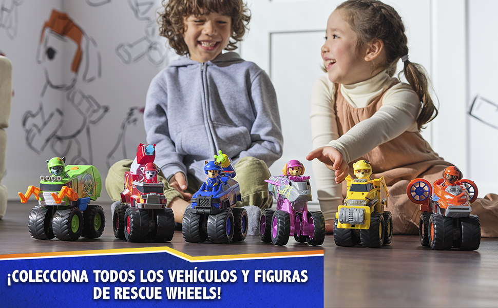 Paw Patrol Rescue Wheels, Patrulla Canina Chase, Marshall, Skye, Rocky, Rubble, Zuma