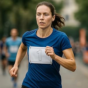 Serie de fotos de acción atlética que muestran a una persona vestida de azul corriendo o haciendo ejercicio al aire libre.