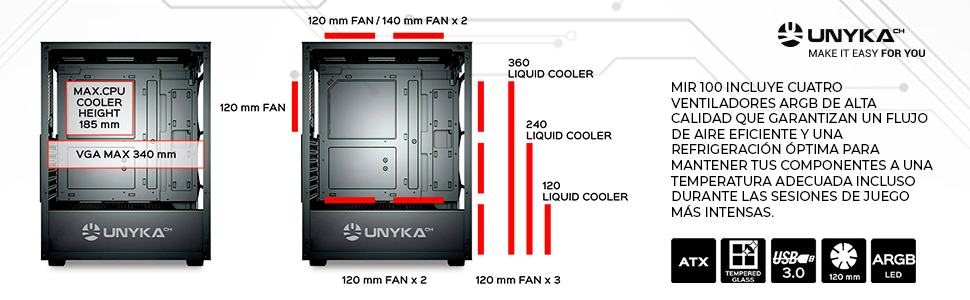 UNYKAch Caja ATX GAMING MIR 100 UK511303