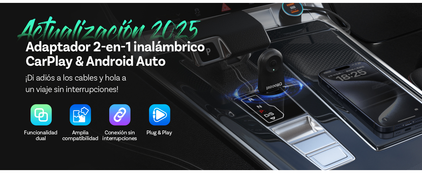 2 en 1 Adaptador inalámbrico CarPlay