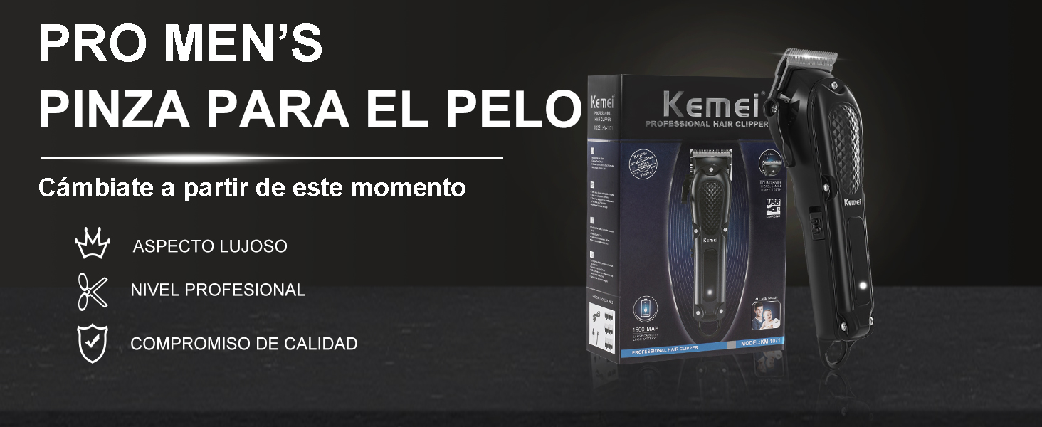 PRO MEN’S PINZA PARA EL PELO,ASPECTO LUJOSO,NIVEL PROFESIONAL,COMPROMISO DE CALIDAD